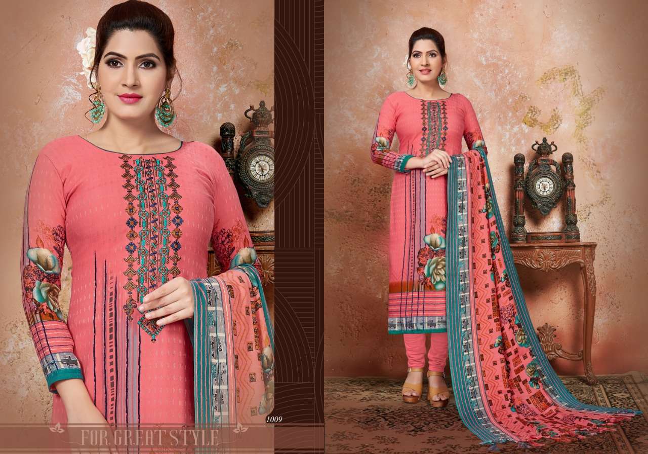 OLIVIA BY RITU INTER NATIONAL 1001 TO 1010 SERIES BEAUTIFUL STYLISH SHARARA SUITS FANCY COLORFUL CASUAL WEAR & ETHNIC WEAR & READY TO WEAR PURE PASHMINA JACQUARD DRESSES AT WHOLESALE PRICE