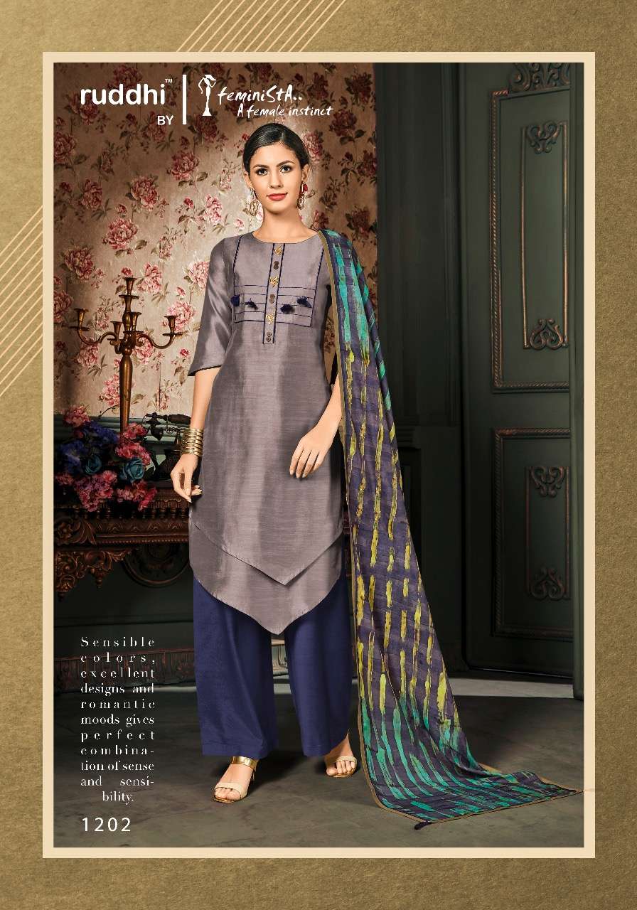ROUGH BY FEMINISTA 1201 TO 1207 SERIES BEAUTIFUL WINTER COLLECTION SUITS STYLISH FANCY COLORFUL CASUAL WEAR & ETHNIC WEAR ART SILK WITH HAND WORK DRESSES AT WHOLESALE PRICE