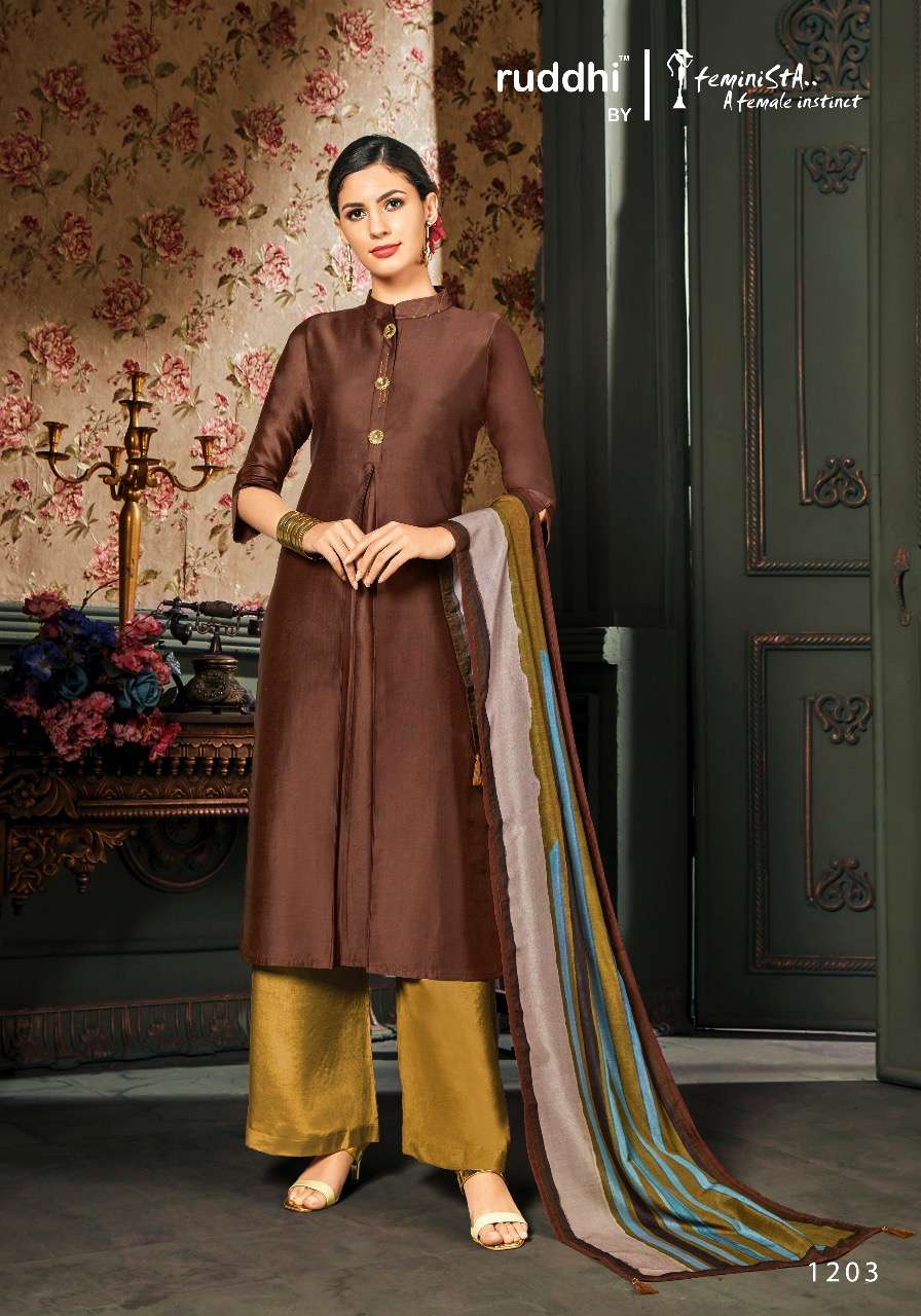 ROUGH BY FEMINISTA 1201 TO 1207 SERIES BEAUTIFUL WINTER COLLECTION SUITS STYLISH FANCY COLORFUL CASUAL WEAR & ETHNIC WEAR ART SILK WITH HAND WORK DRESSES AT WHOLESALE PRICE