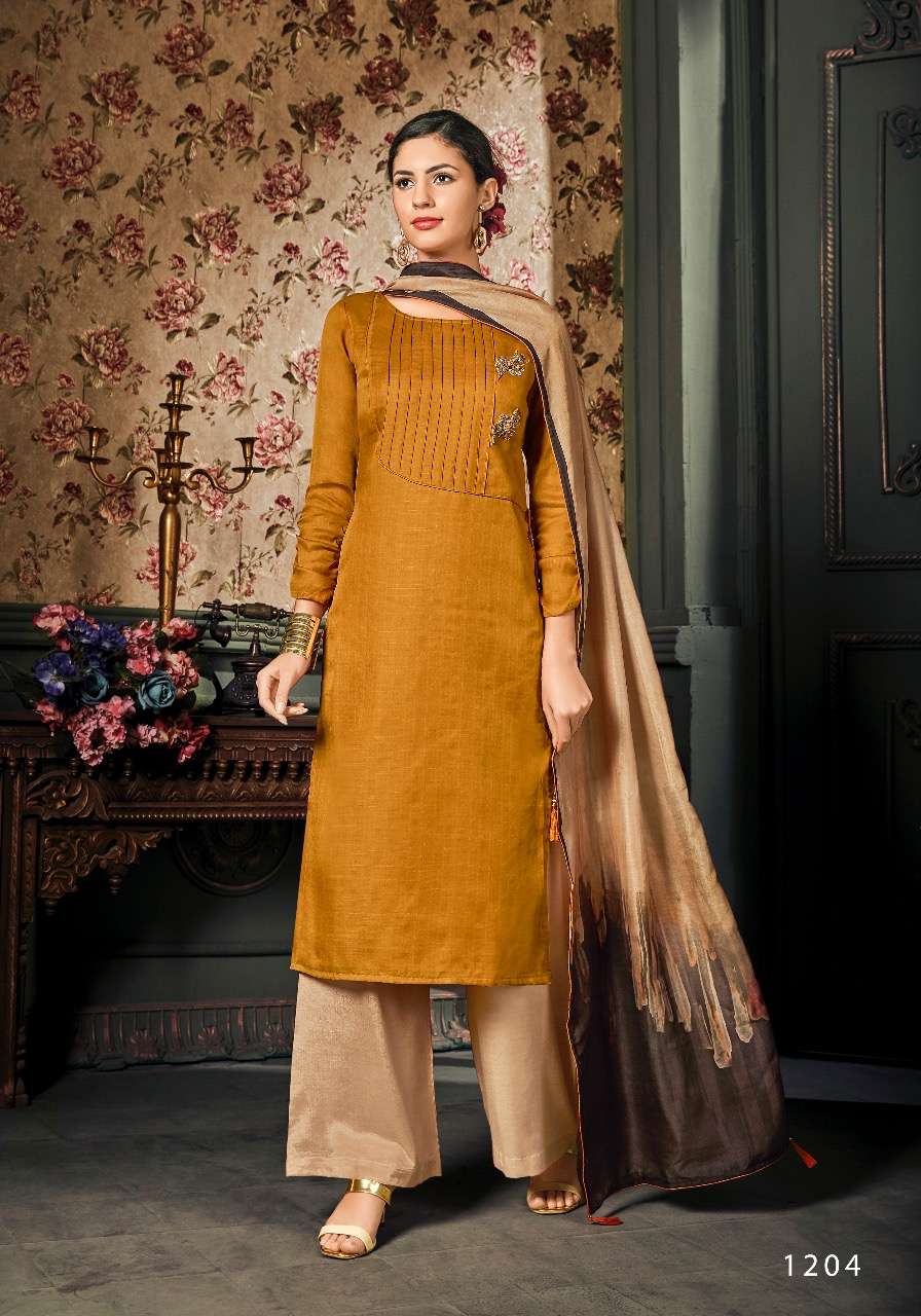 ROUGH BY FEMINISTA 1201 TO 1207 SERIES BEAUTIFUL WINTER COLLECTION SUITS STYLISH FANCY COLORFUL CASUAL WEAR & ETHNIC WEAR ART SILK WITH HAND WORK DRESSES AT WHOLESALE PRICE