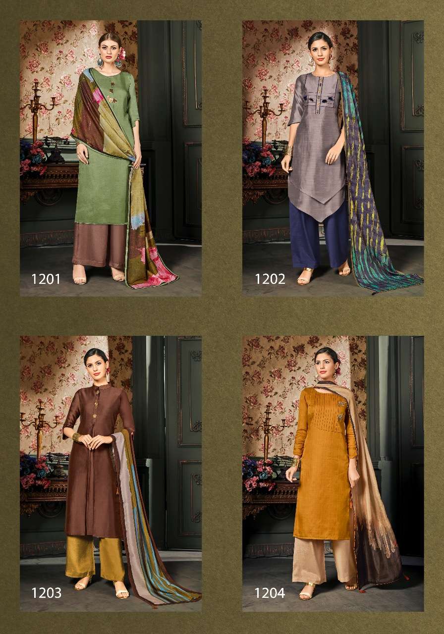 ROUGH BY FEMINISTA 1201 TO 1207 SERIES BEAUTIFUL WINTER COLLECTION SUITS STYLISH FANCY COLORFUL CASUAL WEAR & ETHNIC WEAR ART SILK WITH HAND WORK DRESSES AT WHOLESALE PRICE