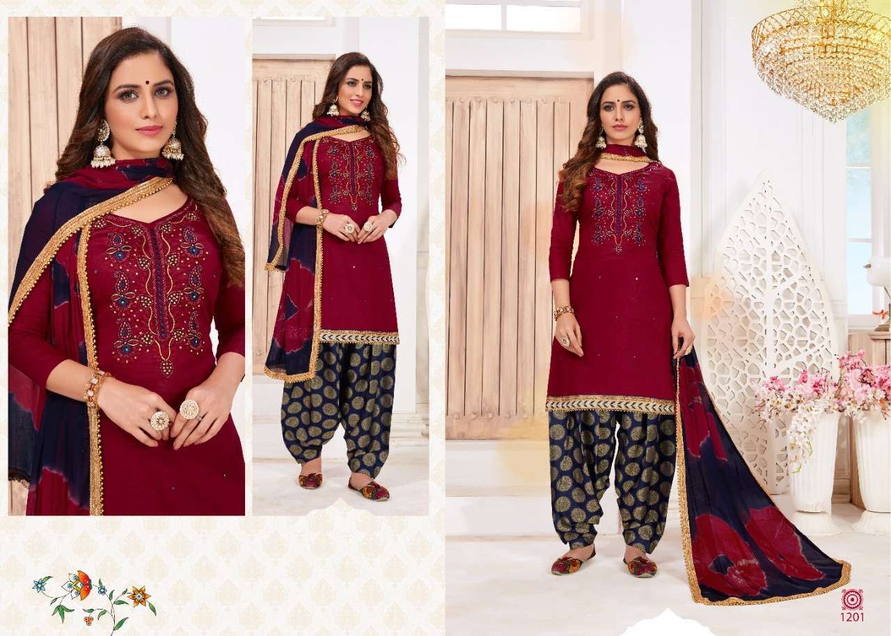 MAHEK VOL-12 BY UTSAV SUITS 1201 TO 1206 SERIES DESIGNER PATIYALA SUITS BEAUTIFUL FANCY COLORFUL STYLISH PARTY WEAR & ETHNIC WEAR GLAZE COTTON EMBROIDERY DRESSES AT WHOLESALE PRICE