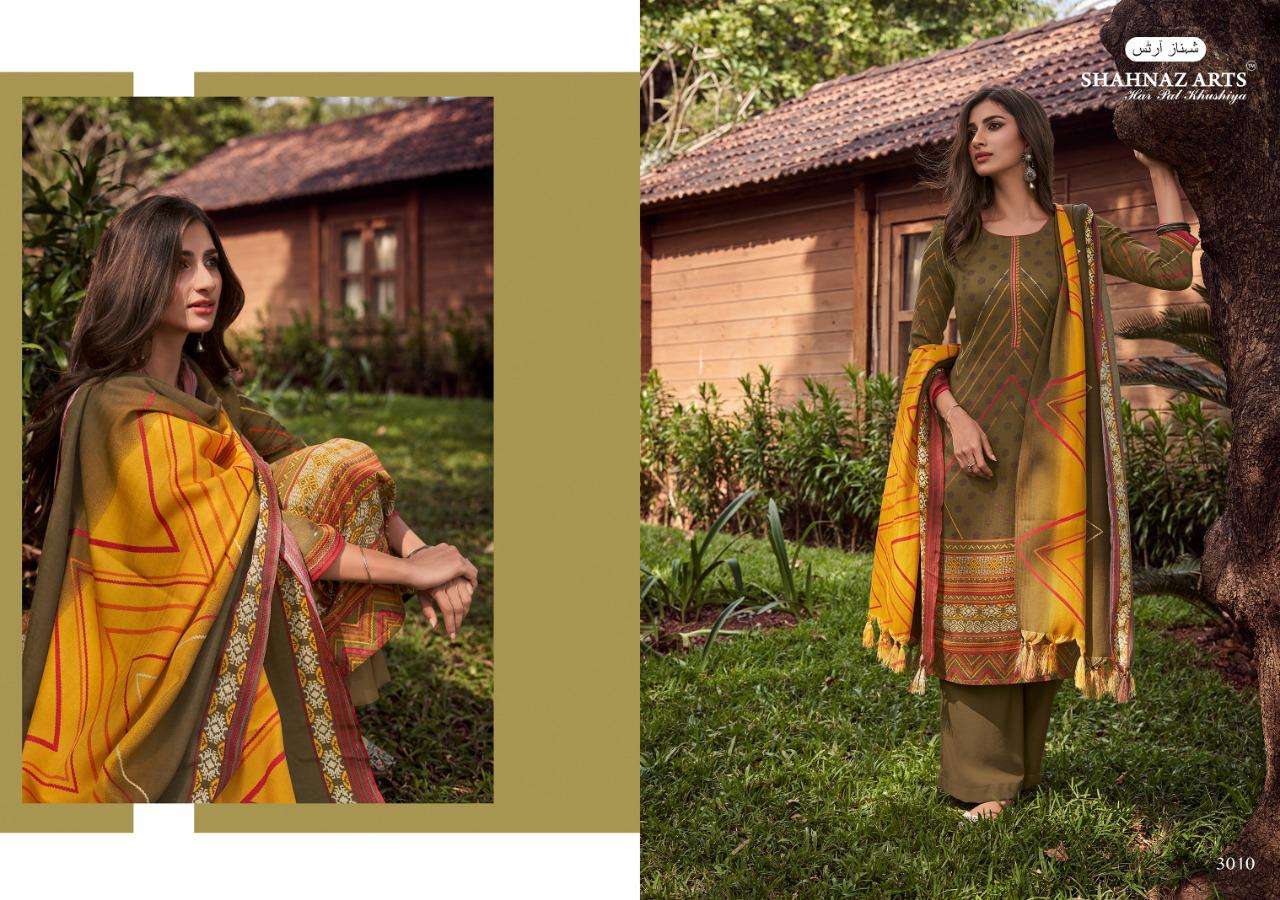 GULSHAN VOL-4 BY SHAHNAZ ARTS 3009 TO 3016 SERIES DESIGNER SUITS BEAUTIFUL FANCY COLORFUL STYLISH PARTY WEAR & ETHNIC WEAR HEAVY PASHMINA PRINTED DRESSES AT WHOLESALE PRICE