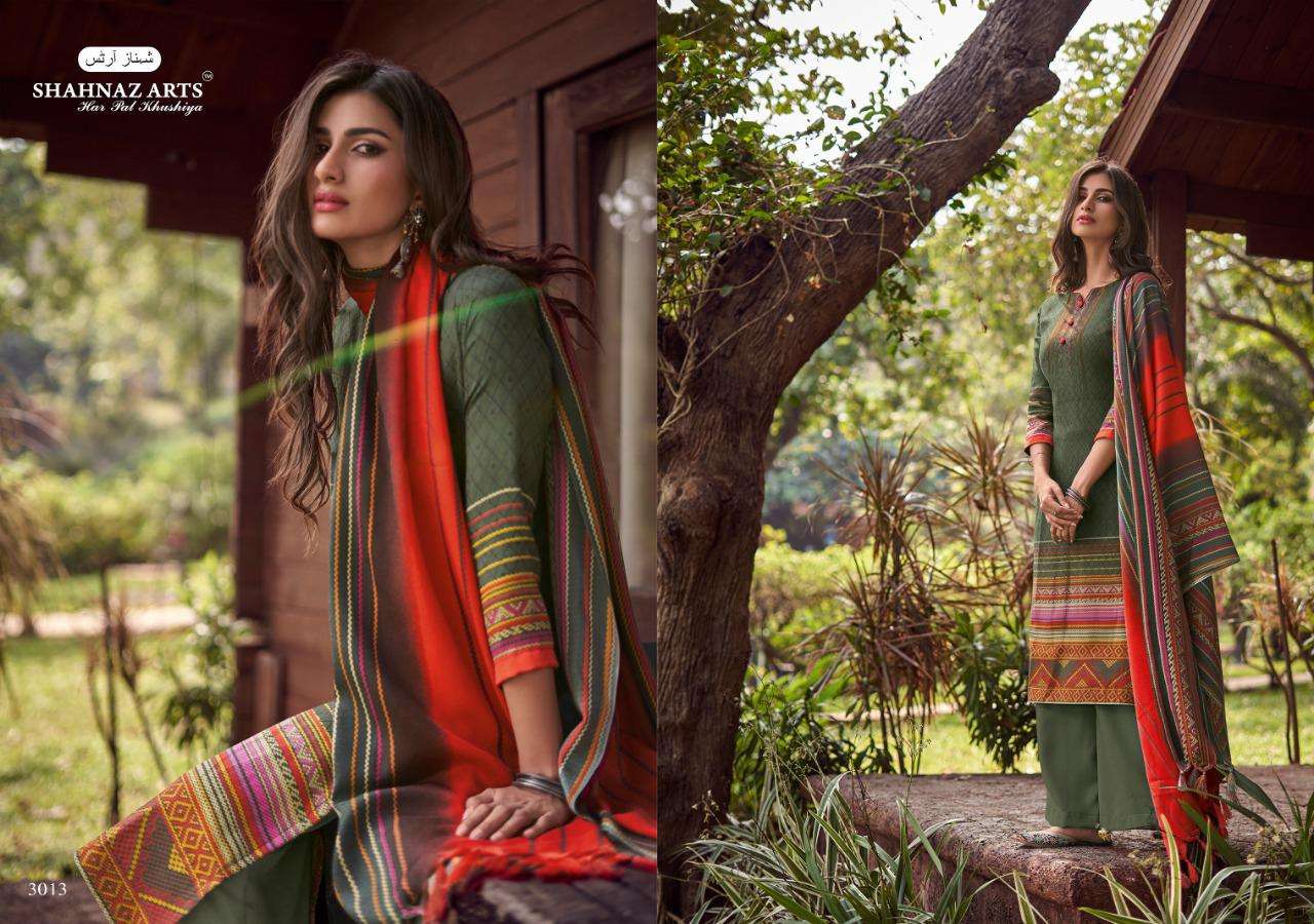 GULSHAN VOL-4 BY SHAHNAZ ARTS 3009 TO 3016 SERIES DESIGNER SUITS BEAUTIFUL FANCY COLORFUL STYLISH PARTY WEAR & ETHNIC WEAR HEAVY PASHMINA PRINTED DRESSES AT WHOLESALE PRICE