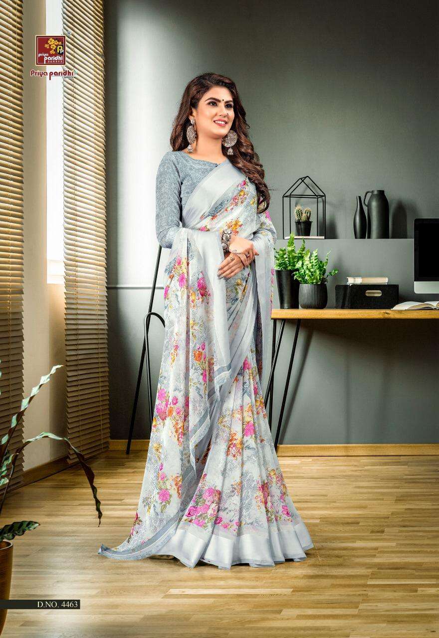 PASHMINA BY PRIYA PARIDHI 4457 TO 4466 SERIES INDIAN TRADITIONAL WEAR COLLECTION BEAUTIFUL STYLISH FANCY COLORFUL PARTY WEAR & OCCASIONAL WEAR PASHMINA WEIGHLESS SAREES AT WHOLESALE PRICE