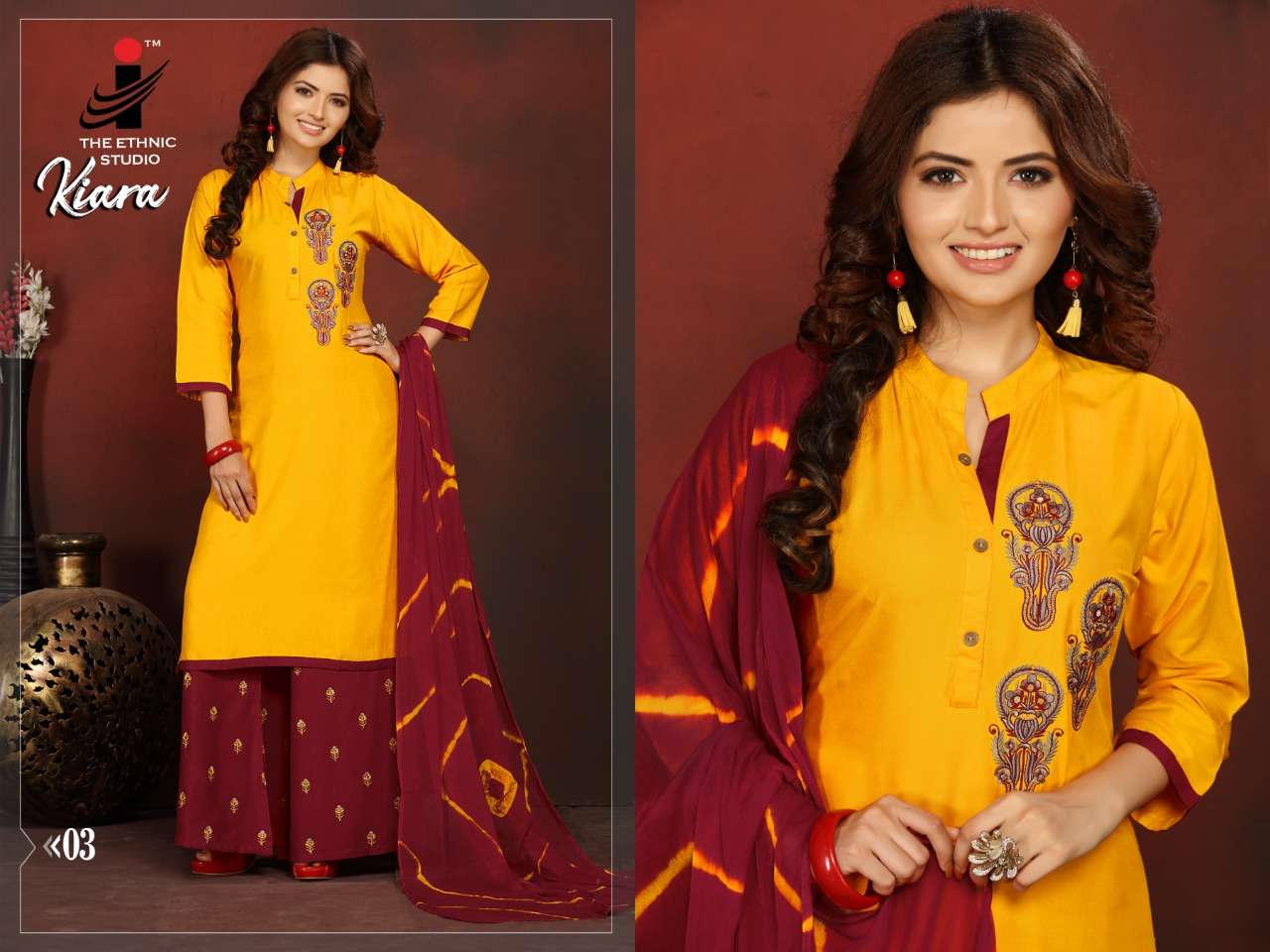 KIARA BY THE ETHNIC STUDIO 01 TO 08 SERIES BEAUTIFUL STYLISH SUITS FANCY COLORFUL CASUAL WEAR & ETHNIC WEAR & READY TO WEAR HEAVY RAYON WITH EMBROIDERY DRESSES AT WHOLESALE PRICE