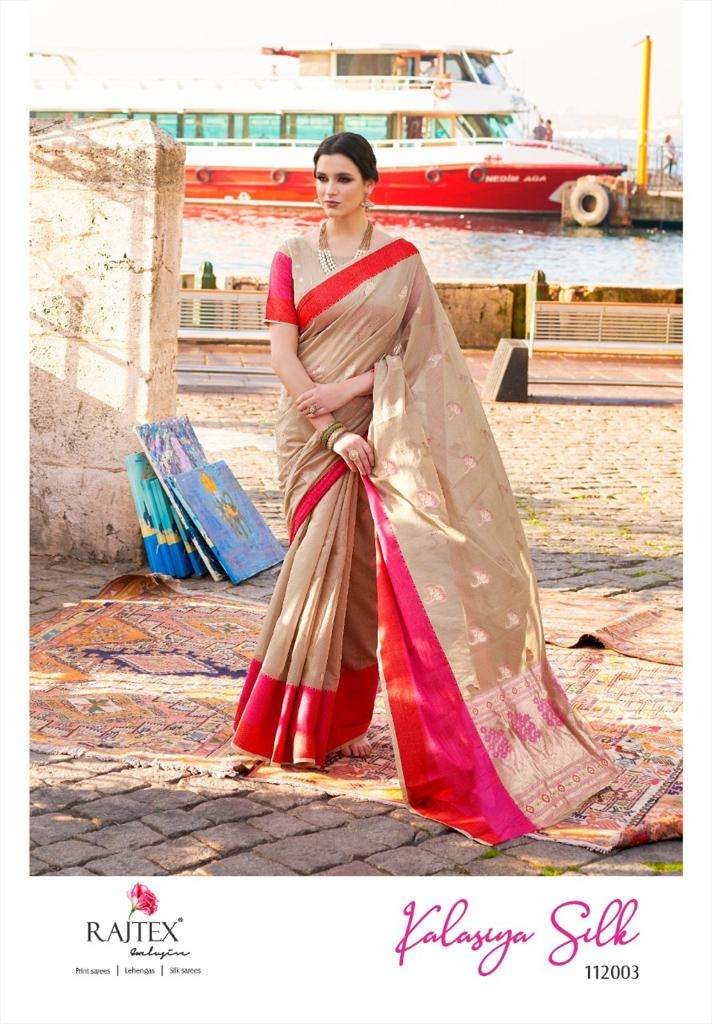 KALASIYA SILK BY RAJ TEX 112001 TO 112006 SERIES INDIAN TRADITIONAL WEAR COLLECTION BEAUTIFUL STYLISH FANCY COLORFUL PARTY WEAR & OCCASIONAL WEAR PURE LINEN SILK SAREES AT WHOLESALE PRICE