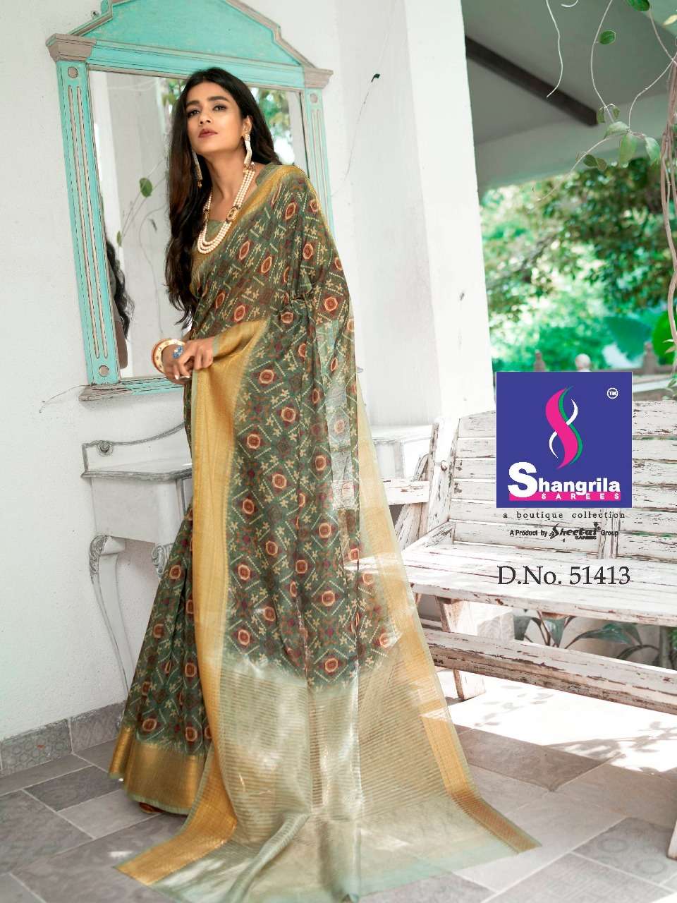 TRISHA DIGITAL LINEN BY SHANGRILA 51407 TO 51418 SERIES INDIAN TRADITIONAL WEAR COLLECTION BEAUTIFUL STYLISH FANCY COLORFUL PARTY WEAR & OCCASIONAL WEAR SOFT JACQUARD WITH DIGITAL SILK PRINT SAREES AT WHOLESALE PRICE