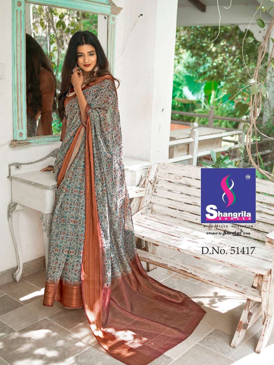 TRISHA DIGITAL LINEN BY SHANGRILA 51407 TO 51418 SERIES INDIAN TRADITIONAL WEAR COLLECTION BEAUTIFUL STYLISH FANCY COLORFUL PARTY WEAR & OCCASIONAL WEAR SOFT JACQUARD WITH DIGITAL SILK PRINT SAREES AT WHOLESALE PRICE