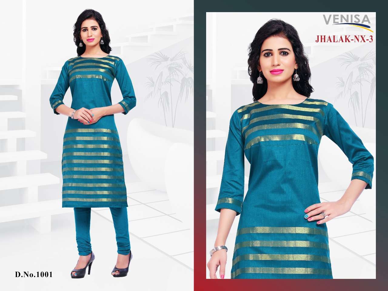 JHALAK NX VOL-3 BY VENISA 1001 TO 1008 SERIES STYLISH FANCY BEAUTIFUL COLORFUL CASUAL WEAR & ETHNIC WEAR COTTON SOFT SILK KURTIS AT WHOLESALE PRICE