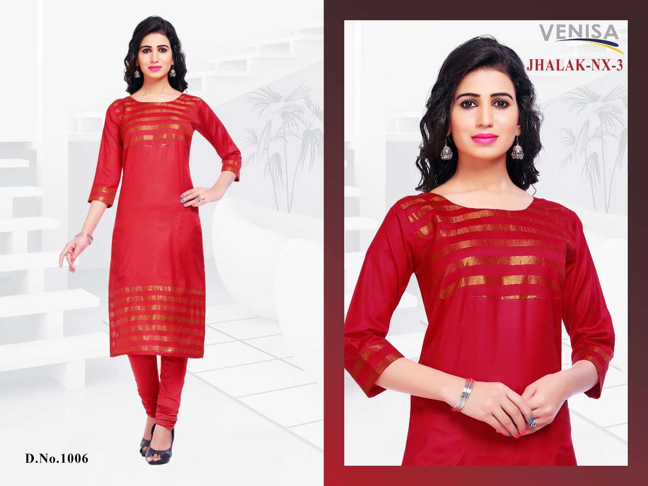 JHALAK NX VOL-3 BY VENISA 1001 TO 1008 SERIES STYLISH FANCY BEAUTIFUL COLORFUL CASUAL WEAR & ETHNIC WEAR COTTON SOFT SILK KURTIS AT WHOLESALE PRICE