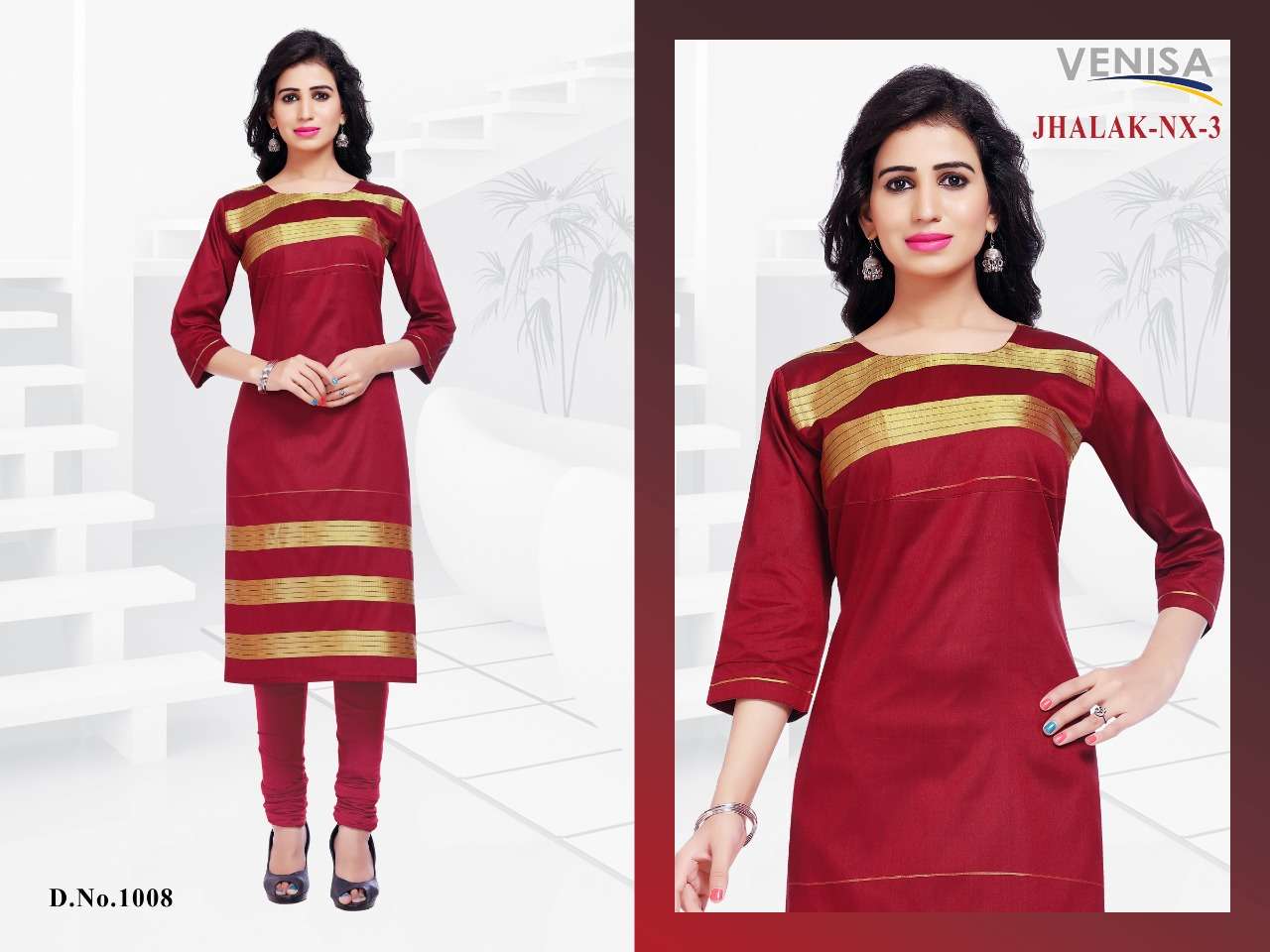 JHALAK NX VOL-3 BY VENISA 1001 TO 1008 SERIES STYLISH FANCY BEAUTIFUL COLORFUL CASUAL WEAR & ETHNIC WEAR COTTON SOFT SILK KURTIS AT WHOLESALE PRICE