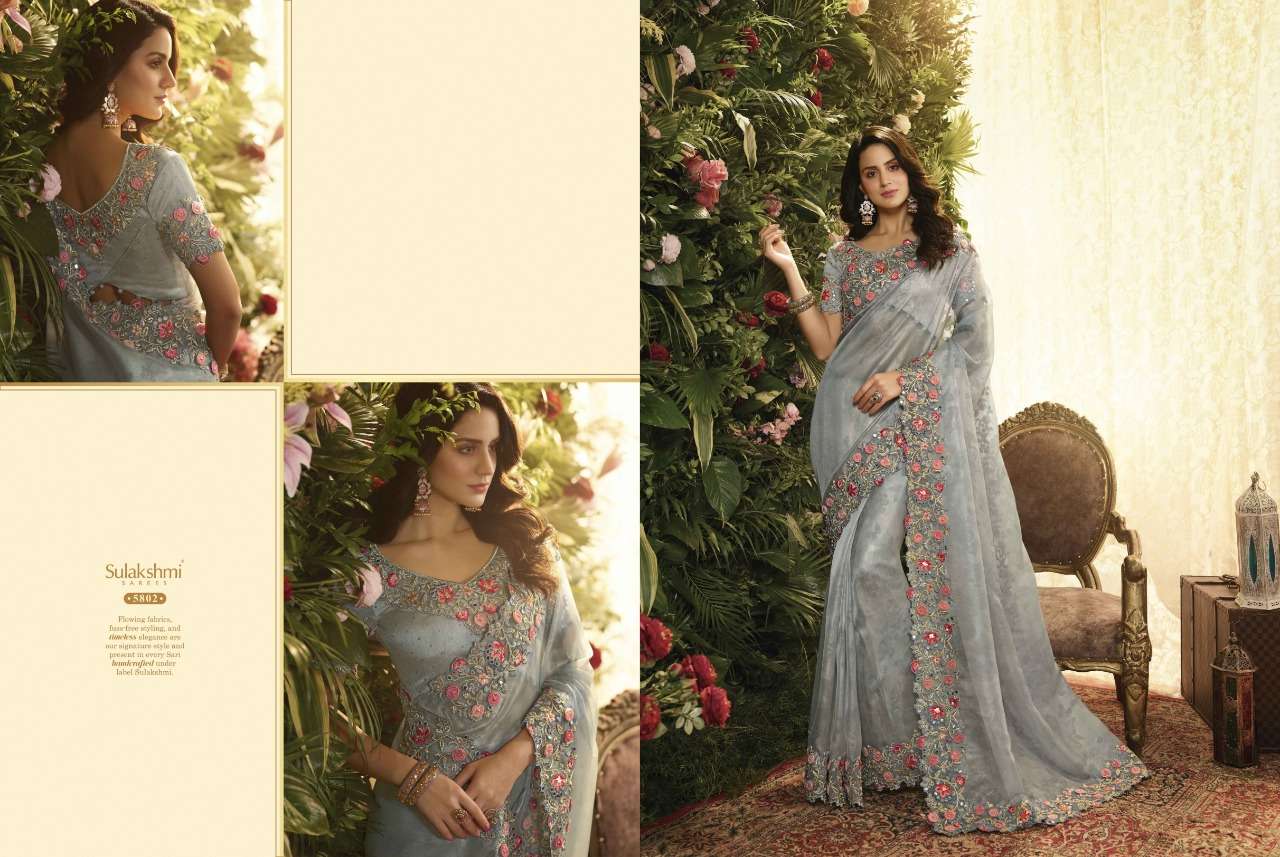 FLORA BY SULAKSHMI 5801 TO 5812 SERIES INDIAN TRADITIONAL WEAR COLLECTION BEAUTIFUL STYLISH FANCY COLORFUL PARTY WEAR & OCCASIONAL WEAR FANCY SAREES AT WHOLESALE PRICE