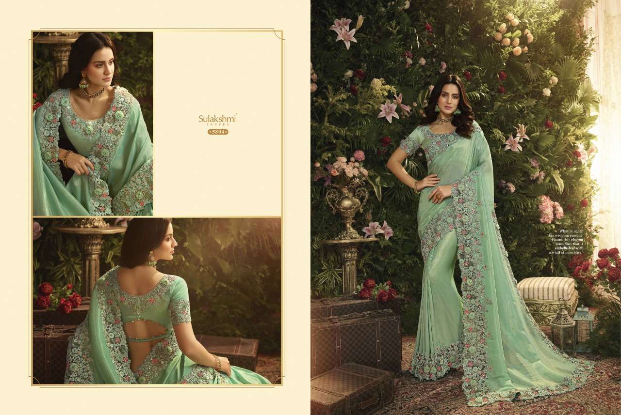 FLORA BY SULAKSHMI 5801 TO 5812 SERIES INDIAN TRADITIONAL WEAR COLLECTION BEAUTIFUL STYLISH FANCY COLORFUL PARTY WEAR & OCCASIONAL WEAR FANCY SAREES AT WHOLESALE PRICE