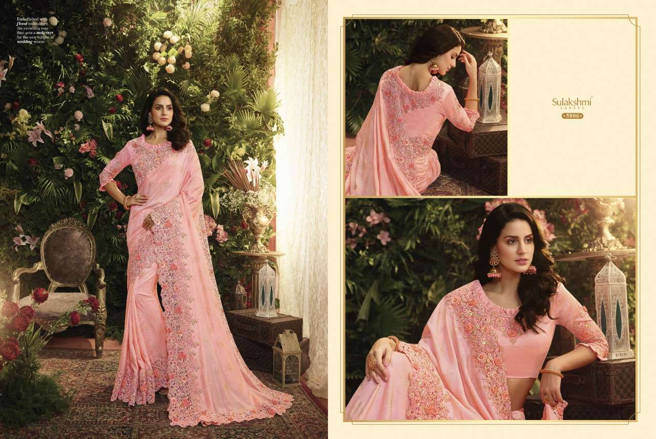 FLORA BY SULAKSHMI 5801 TO 5812 SERIES INDIAN TRADITIONAL WEAR COLLECTION BEAUTIFUL STYLISH FANCY COLORFUL PARTY WEAR & OCCASIONAL WEAR FANCY SAREES AT WHOLESALE PRICE