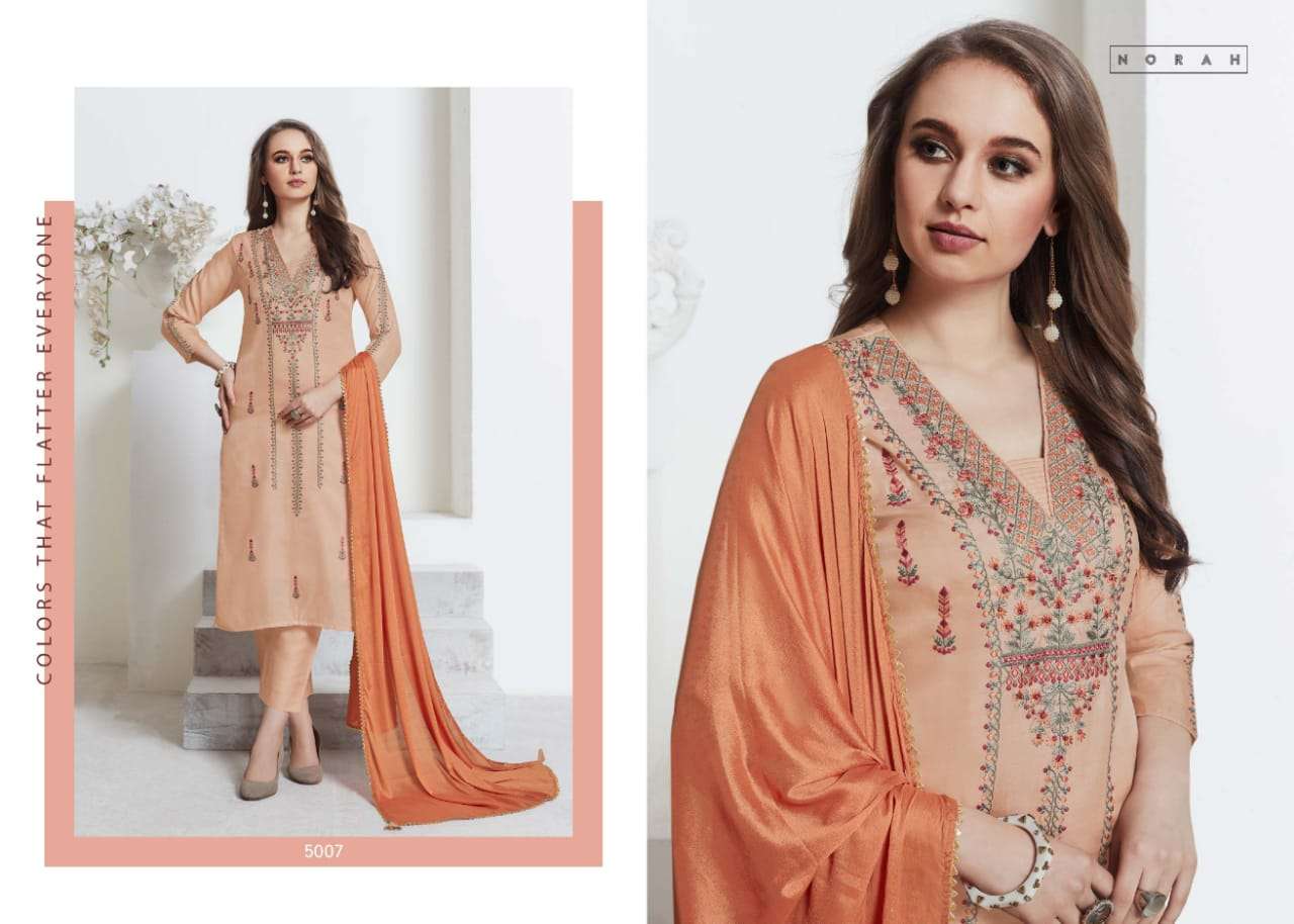 NETRA BY NEHA FASHION 5001 TO 5007 SERIES BEAUTIFUL STYLISH DESIGNER PRINTED AND EMBROIDERED PARTY WEAR OCCASIONAL WEAR TUSSAR SILK DRESSES AT WHOLESALE PRICE