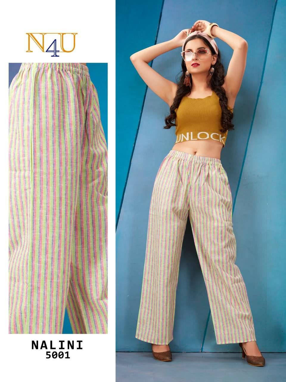 NALINI BY NEHA FASHION 5001 TO 5010 SERIES  TRADITIONAL WEAR COLLECTION BEAUTIFUL STYLISH FANCY COLORFUL PARTY WEAR & OCCASIONAL WEAR PURE COTTON LINEN PANTS AT WHOLESALE PRICE