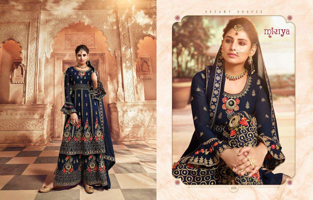 MIRAYA VOL-9 BY AARAV TRENDZ 276 to 279 SERIES DESIGNER SHARARA SUITS COLLECTION BEAUTIFUL STYLISH COLORFUL FANCY PARTY WEAR & OCCASIONAL WEAR REAL GEORGETTE WITH EMBROIDERY DRESSES AT WHOLESALE PRICE