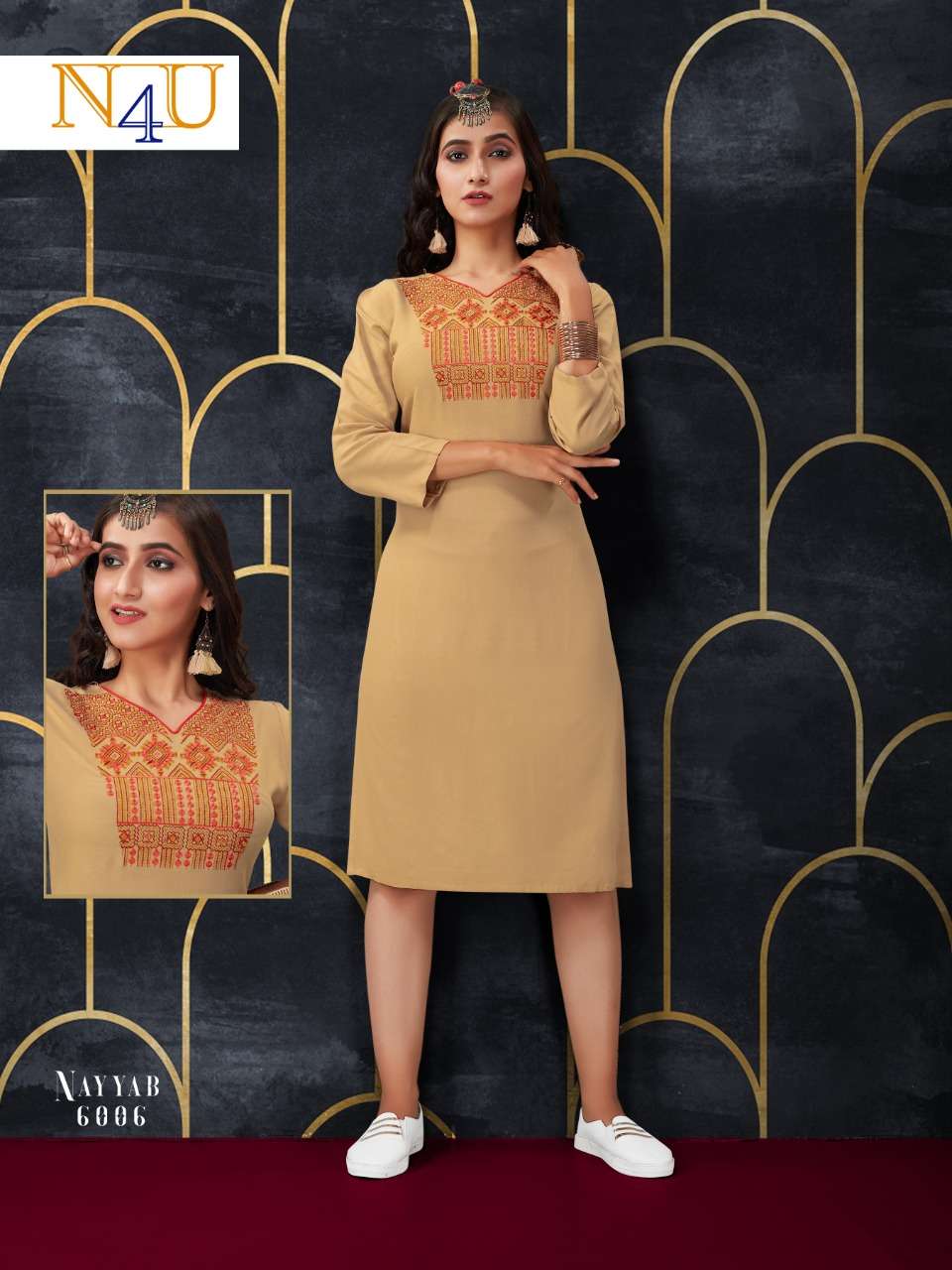NAYYAB  BY NEHA FASHION 6001 TO 6007 SERIES BEAUTIFUL STYLISH FANCY COLORFUL CASUAL WEAR & ETHNIC WEAR & READY TO WEAR RAYON WITH  EMBROIDERED KURTIS AT WHOLESALE PRICE