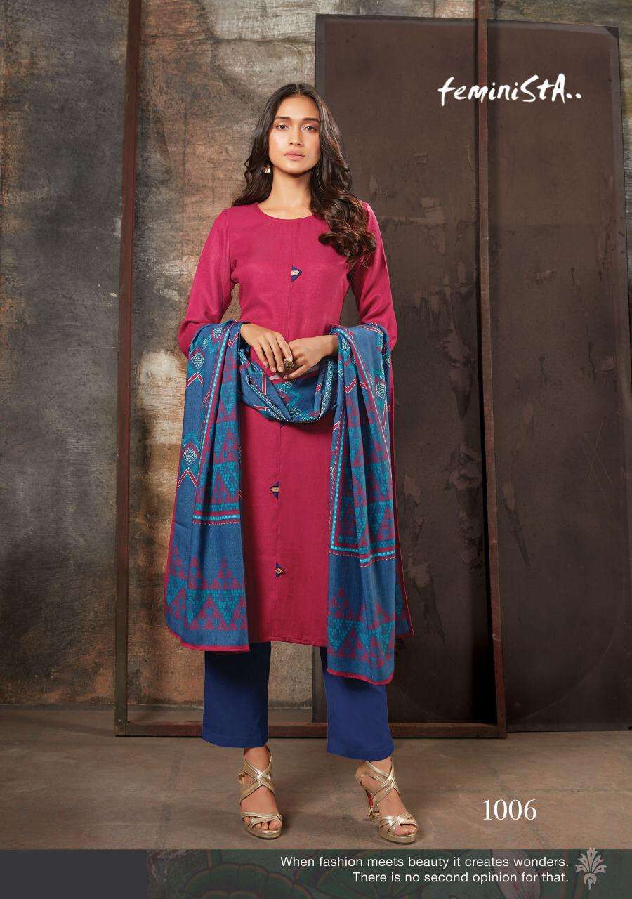 PASSION BY FEMINISTA 1001 TO 1008 SERIES BEAUTIFUL STYLISH FANCY COLORFUL CASUAL WEAR & ETHNIC WEAR & READY TO WEAR PASHMINA KURTIS WITH DUPATTA AT WHOLESALE PRICE