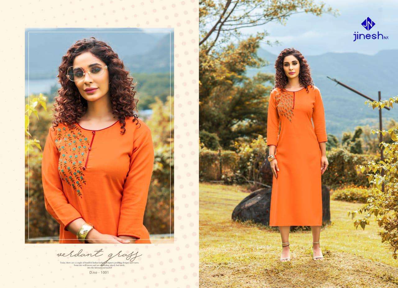 AASHIQUI PLUS  BY JINESH NX 1001 TO 1010 SERIES BEAUTIFUL STYLISH FANCY COLORFUL CASUAL WEAR & ETHNIC WEAR & READY TO WEAR RUBY SLUB EMBROIDERED KURTIS AT WHOLESALE PRICE
