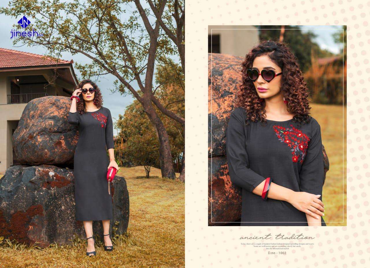 AASHIQUI PLUS  BY JINESH NX 1001 TO 1010 SERIES BEAUTIFUL STYLISH FANCY COLORFUL CASUAL WEAR & ETHNIC WEAR & READY TO WEAR RUBY SLUB EMBROIDERED KURTIS AT WHOLESALE PRICE