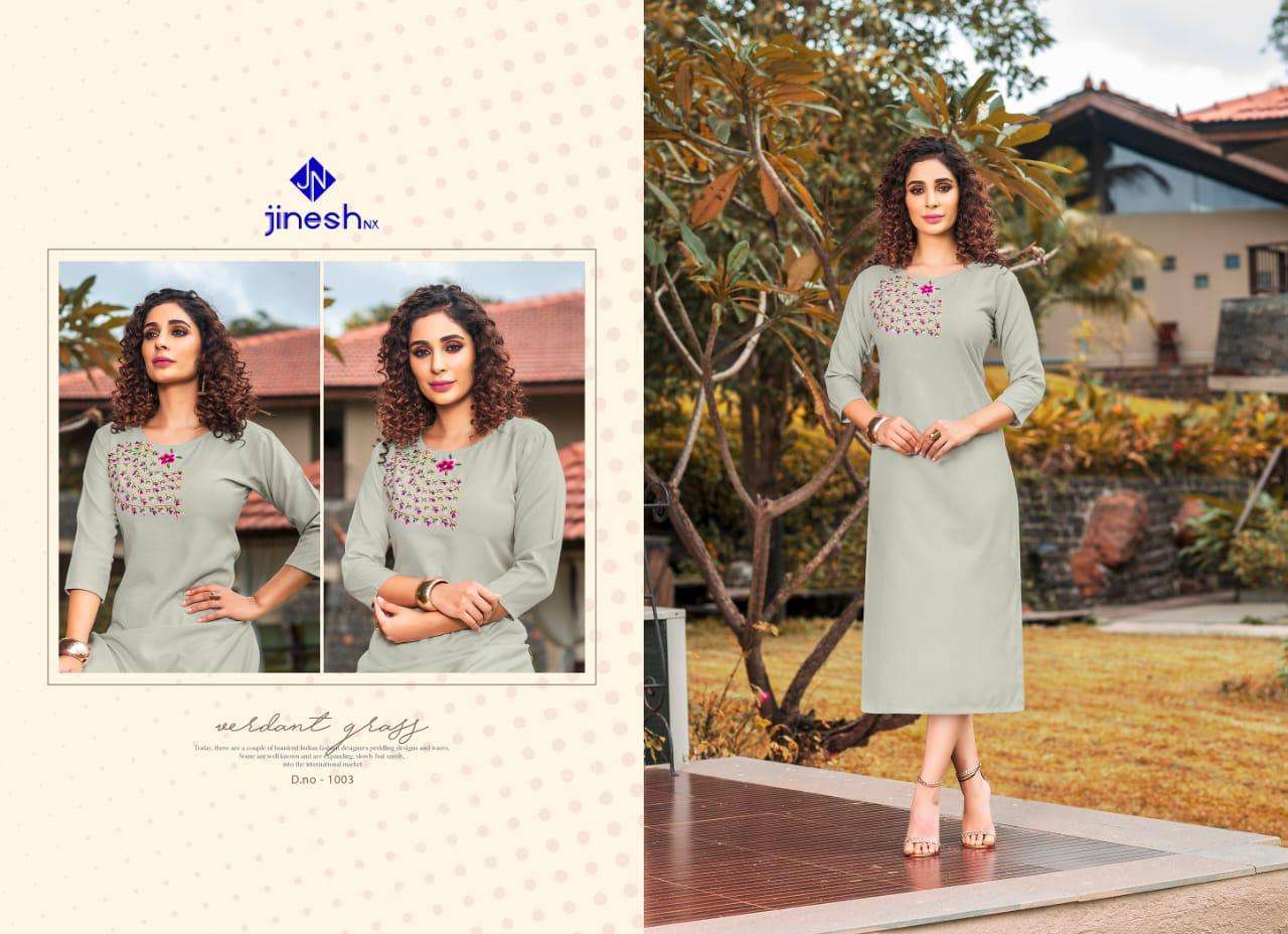 AASHIQUI PLUS  BY JINESH NX 1001 TO 1010 SERIES BEAUTIFUL STYLISH FANCY COLORFUL CASUAL WEAR & ETHNIC WEAR & READY TO WEAR RUBY SLUB EMBROIDERED KURTIS AT WHOLESALE PRICE