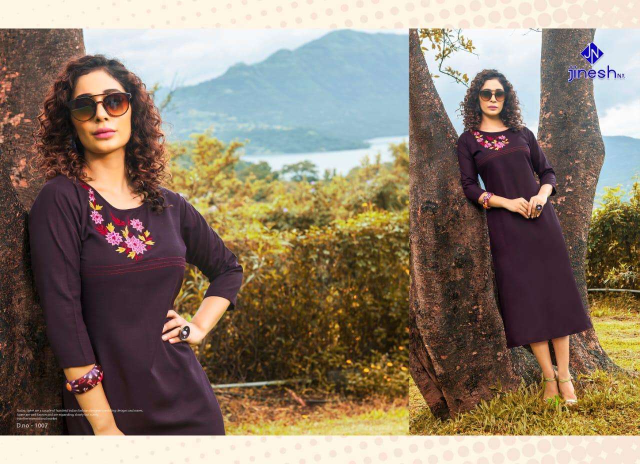 AASHIQUI PLUS  BY JINESH NX 1001 TO 1010 SERIES BEAUTIFUL STYLISH FANCY COLORFUL CASUAL WEAR & ETHNIC WEAR & READY TO WEAR RUBY SLUB EMBROIDERED KURTIS AT WHOLESALE PRICE