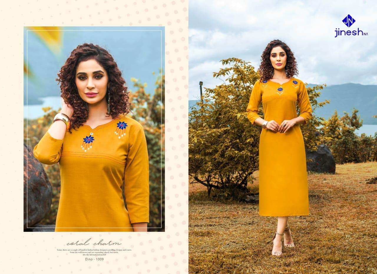 AASHIQUI PLUS  BY JINESH NX 1001 TO 1010 SERIES BEAUTIFUL STYLISH FANCY COLORFUL CASUAL WEAR & ETHNIC WEAR & READY TO WEAR RUBY SLUB EMBROIDERED KURTIS AT WHOLESALE PRICE