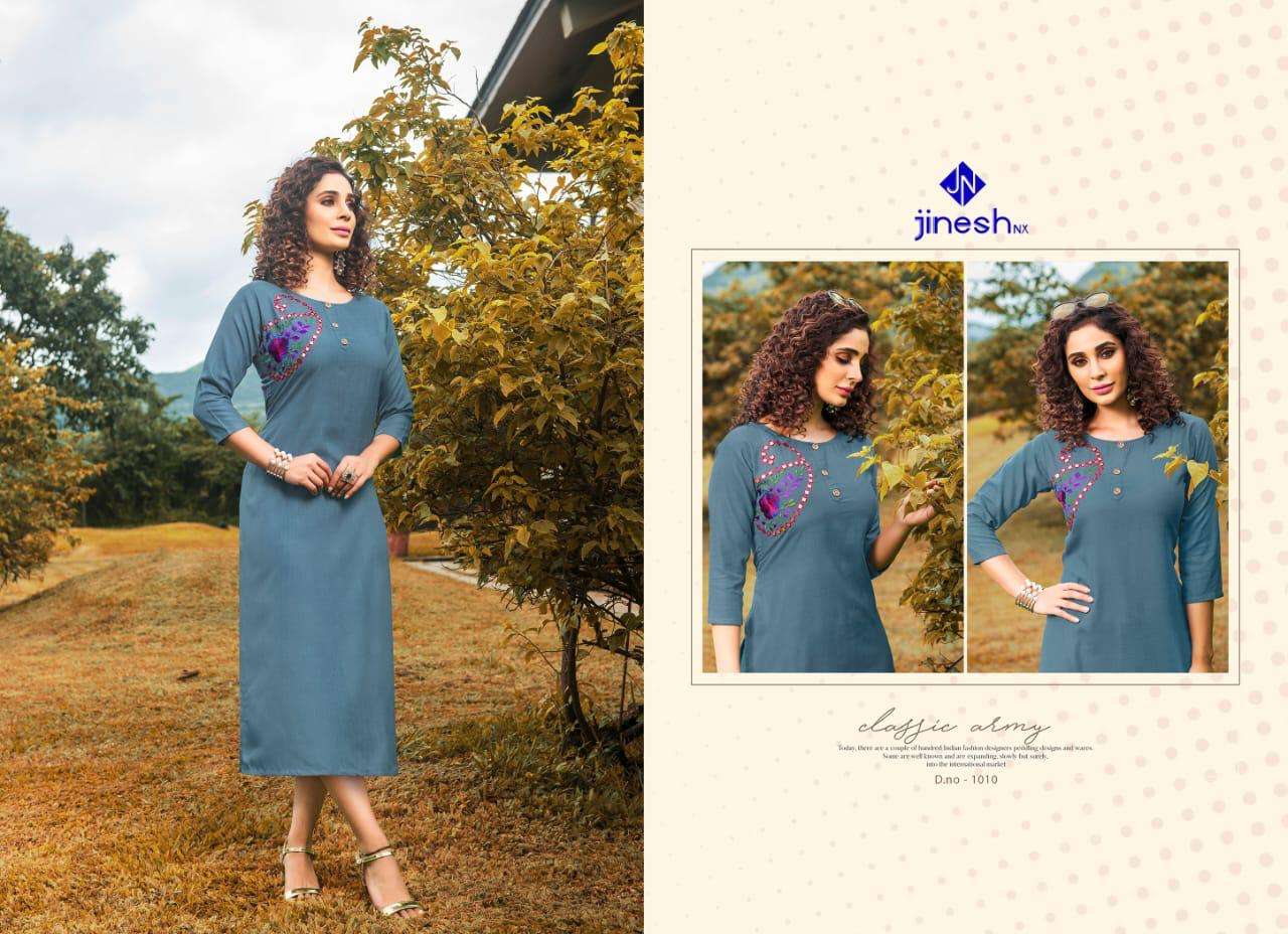 AASHIQUI PLUS  BY JINESH NX 1001 TO 1010 SERIES BEAUTIFUL STYLISH FANCY COLORFUL CASUAL WEAR & ETHNIC WEAR & READY TO WEAR RUBY SLUB EMBROIDERED KURTIS AT WHOLESALE PRICE
