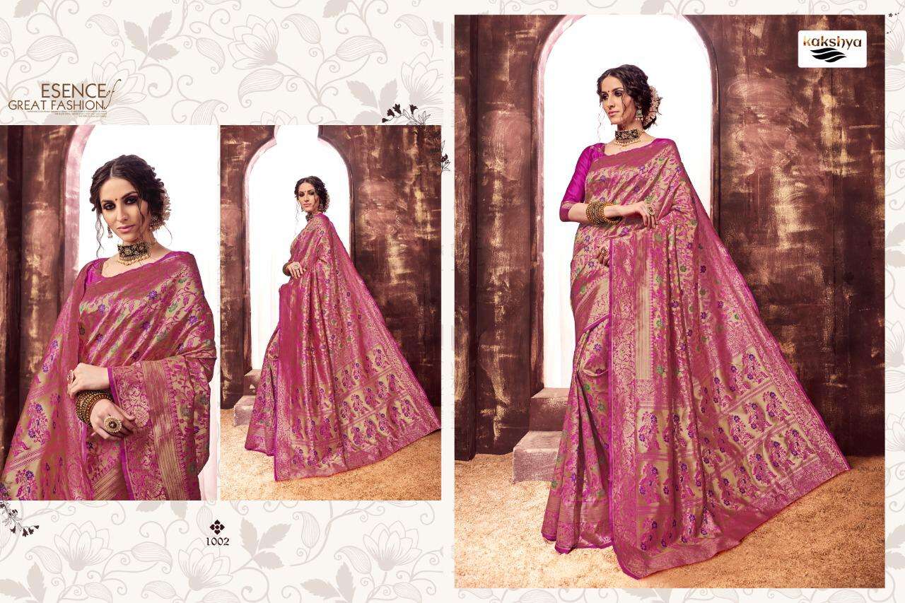 GUJARISH BY KAKSHYA 1001 TO 1004 SERIES INDIAN TRADITIONAL WEAR COLLECTION BEAUTIFUL STYLISH FANCY COLORFUL PARTY WEAR & OCCASIONAL WEAR KOTA LICHI SAREES AT WHOLESALE PRICE