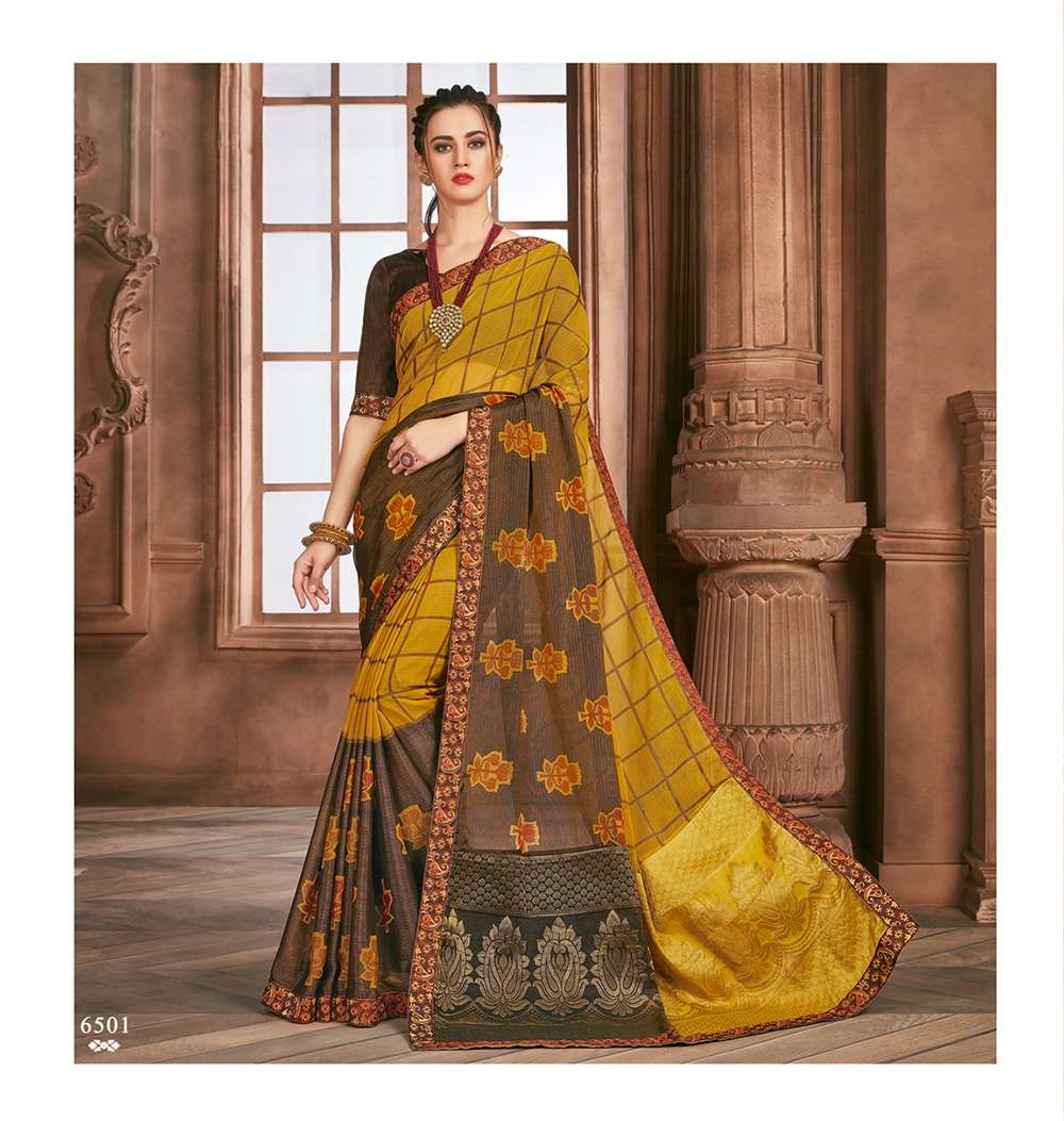 SUFIAA BY FASHID WHOLESALE 6501 TO 6509 SERIES INDIAN TRADITIONAL WEAR COLLECTION BEAUTIFUL STYLISH FANCY COLORFUL PARTY WEAR & OCCASIONAL WEAR CHIFFON BRASSO SAREES AT WHOLESALE PRICE