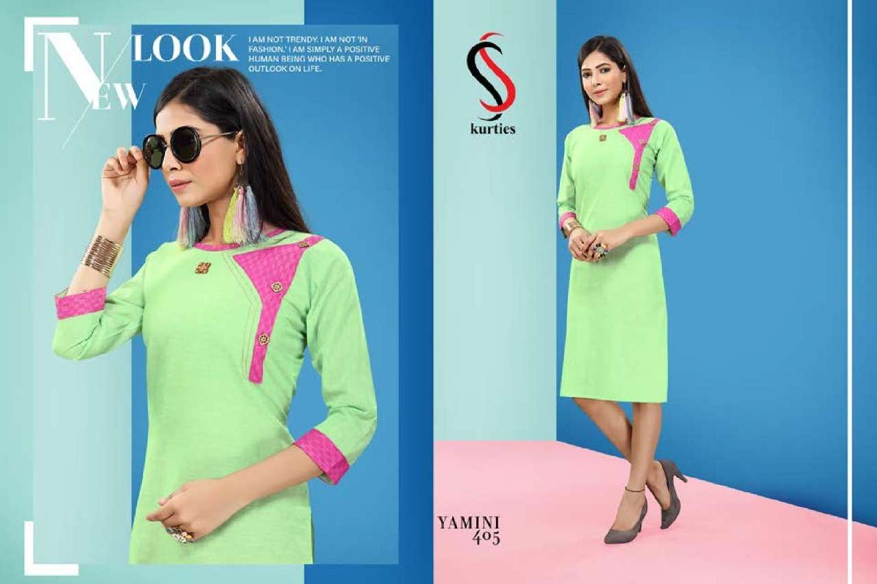 YAMINI VOL-4 BY  S S KURTIS 401 TO 410 SERIES BEAUTIFUL COLORFUL STYLISH FANCY CASUAL WEAR & ETHNIC WEAR & READY TO WEAR HANDLOOM COTTON KURTIS AT WHOLESALE PRICE