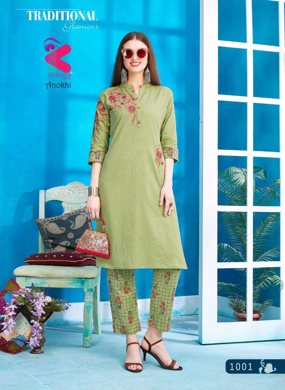 ANOKHI BY KERSOME 1001 TO 1008 SERIES BEAUTIFUL COLORFUL STYLISH FANCY CASUAL WEAR & ETHNIC WEAR & READY TO WEAR RAYON SLUB EMBROIDERED KURTIS AT WHOLESALE PRICE