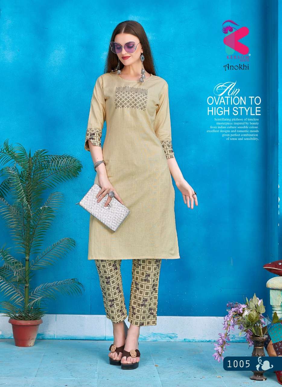 ANOKHI BY KERSOME 1001 TO 1008 SERIES BEAUTIFUL COLORFUL STYLISH FANCY CASUAL WEAR & ETHNIC WEAR & READY TO WEAR RAYON SLUB EMBROIDERED KURTIS AT WHOLESALE PRICE