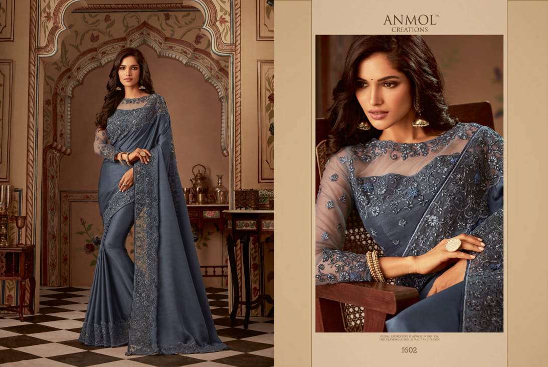SHADES VOL-2 BY ANMOL CREATION 1601 TO 1615 SERIES INDIAN TRADITIONAL WEAR COLLECTION BEAUTIFUL STYLISH FANCY COLORFUL PARTY WEAR & OCCASIONAL WEAR SILK CHIFFON PRINTED SAREES AT WHOLESALE PRICE