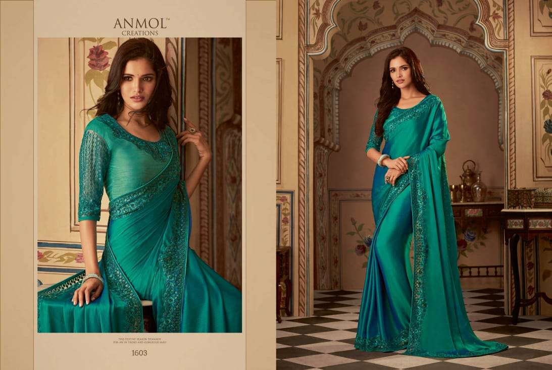 SHADES VOL-2 BY ANMOL CREATION 1601 TO 1615 SERIES INDIAN TRADITIONAL WEAR COLLECTION BEAUTIFUL STYLISH FANCY COLORFUL PARTY WEAR & OCCASIONAL WEAR SILK CHIFFON PRINTED SAREES AT WHOLESALE PRICE