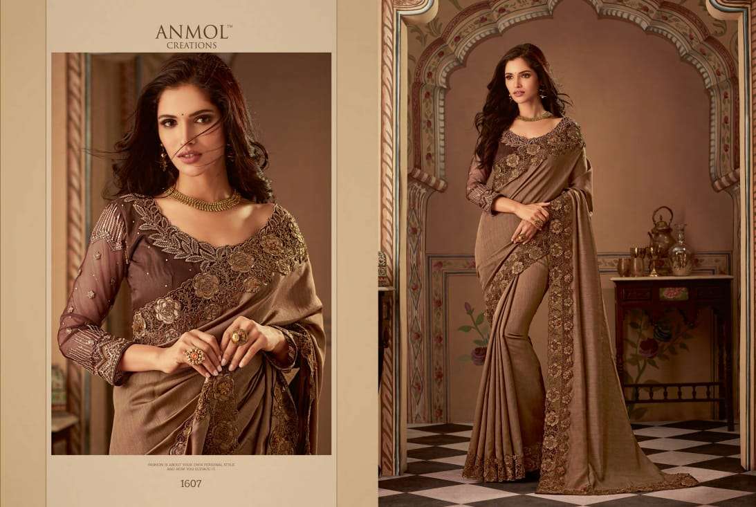 SHADES VOL-2 BY ANMOL CREATION 1601 TO 1615 SERIES INDIAN TRADITIONAL WEAR COLLECTION BEAUTIFUL STYLISH FANCY COLORFUL PARTY WEAR & OCCASIONAL WEAR SILK CHIFFON PRINTED SAREES AT WHOLESALE PRICE