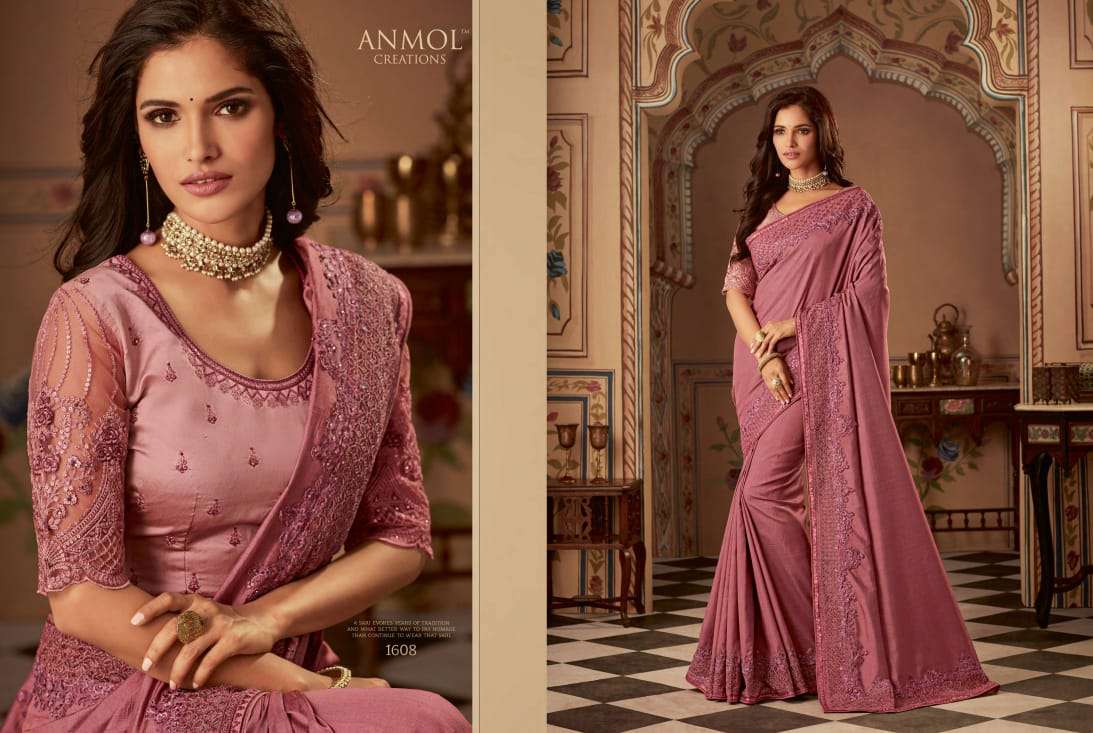 SHADES VOL-2 BY ANMOL CREATION 1601 TO 1615 SERIES INDIAN TRADITIONAL WEAR COLLECTION BEAUTIFUL STYLISH FANCY COLORFUL PARTY WEAR & OCCASIONAL WEAR SILK CHIFFON PRINTED SAREES AT WHOLESALE PRICE