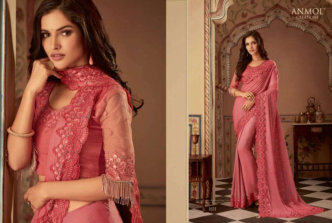 SHADES VOL-2 BY ANMOL CREATION 1601 TO 1615 SERIES INDIAN TRADITIONAL WEAR COLLECTION BEAUTIFUL STYLISH FANCY COLORFUL PARTY WEAR & OCCASIONAL WEAR SILK CHIFFON PRINTED SAREES AT WHOLESALE PRICE