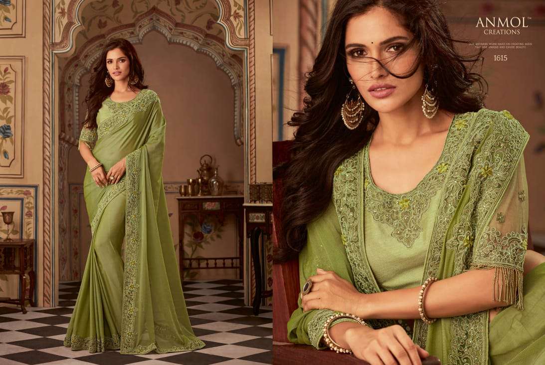 SHADES VOL-2 BY ANMOL CREATION 1601 TO 1615 SERIES INDIAN TRADITIONAL WEAR COLLECTION BEAUTIFUL STYLISH FANCY COLORFUL PARTY WEAR & OCCASIONAL WEAR SILK CHIFFON PRINTED SAREES AT WHOLESALE PRICE