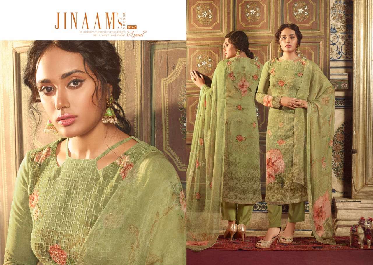 SHABAB BY JINAAM DRESSES 8142 TO 8147 SERIES BEAUTIFUL SUITS STYLISH FANCY COLORFUL PARTY WEAR & ETHNIC WEAR GEORGETTE PRINTED WITH EMBROIDERY DRESSES AT WHOLESALE PRICE