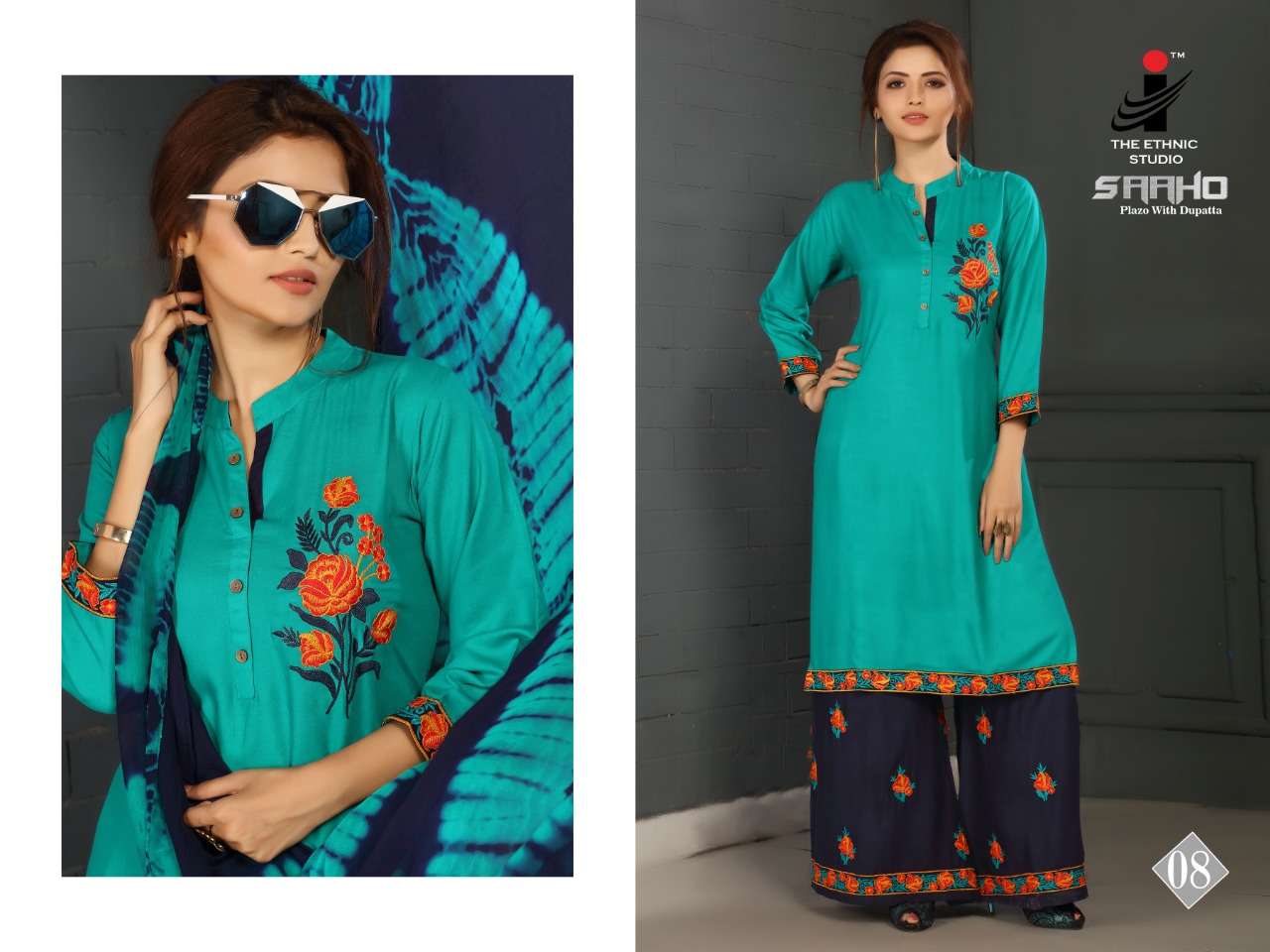 SAAHO BY THE ETHNIC STUDIO 01 TO 08 SERIES BEAUTIFUL STYLISH FANCY COLORFUL CASUAL WEAR & ETHNIC WEAR RAYON EMBROIDERY KURTIS AT WHOLESALE PRICE