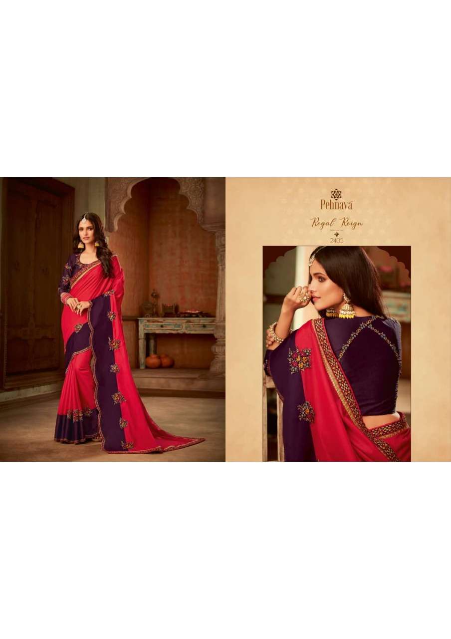 PEHNAVA 2401 SERIES BY PEHNAVA 2401 TO 2410 SERIES INDIAN TRADITIONAL WEAR COLLECTION BEAUTIFUL STYLISH FANCY COLORFUL PARTY WEAR & OCCASIONAL WEAR SILK/CHIFFON EMBROIDERED SAREES AT WHOLESALE PRICE