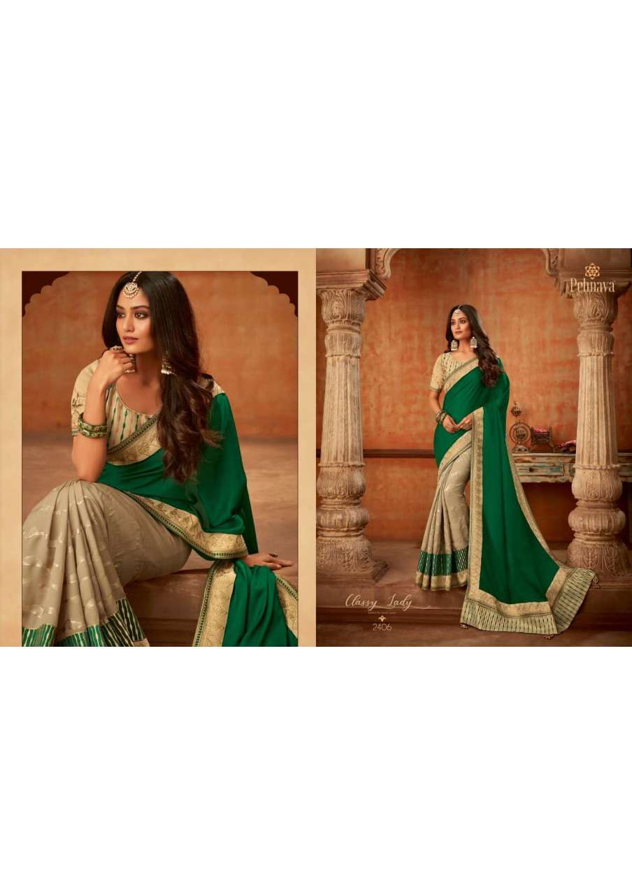 PEHNAVA 2401 SERIES BY PEHNAVA 2401 TO 2410 SERIES INDIAN TRADITIONAL WEAR COLLECTION BEAUTIFUL STYLISH FANCY COLORFUL PARTY WEAR & OCCASIONAL WEAR SILK/CHIFFON EMBROIDERED SAREES AT WHOLESALE PRICE