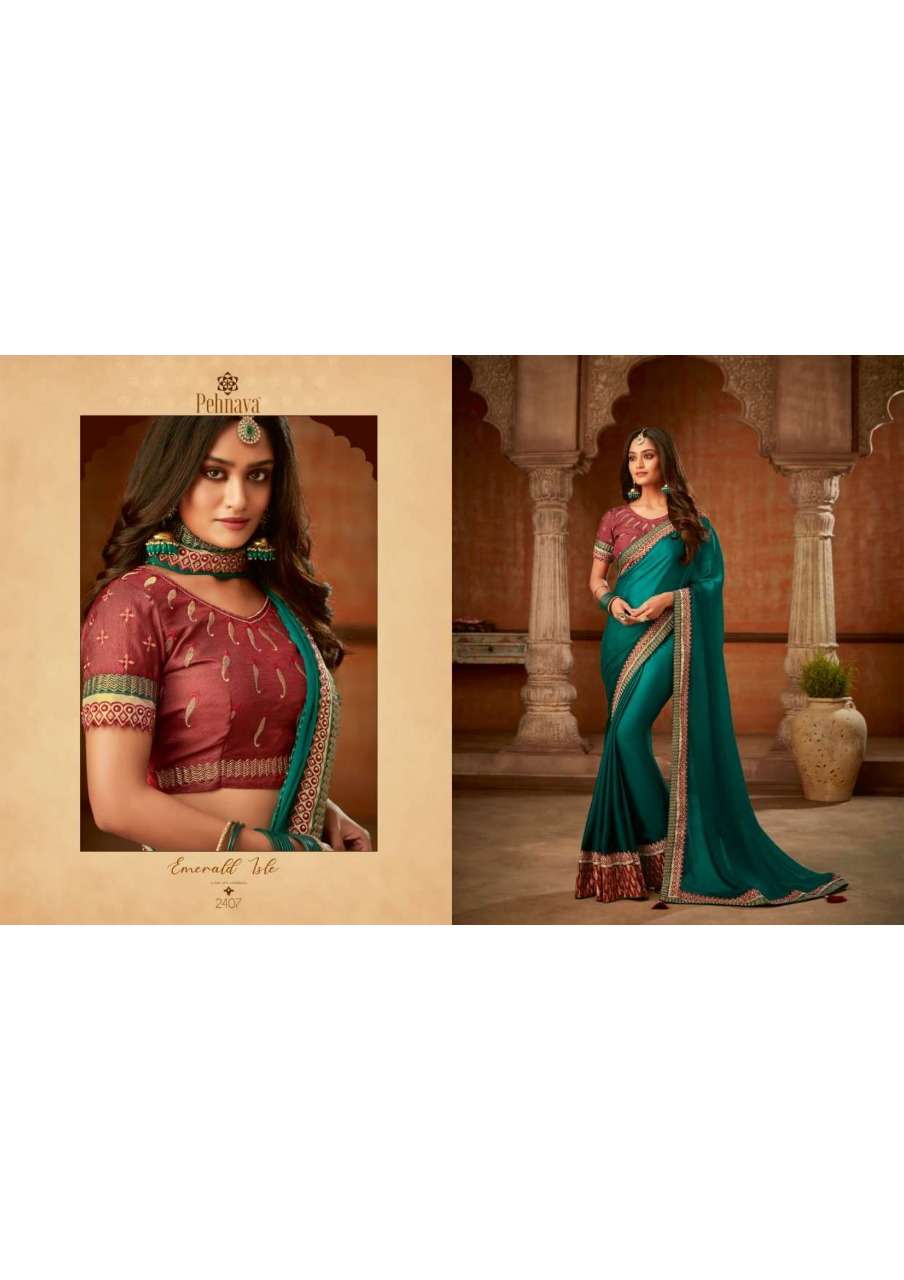 PEHNAVA 2401 SERIES BY PEHNAVA 2401 TO 2410 SERIES INDIAN TRADITIONAL WEAR COLLECTION BEAUTIFUL STYLISH FANCY COLORFUL PARTY WEAR & OCCASIONAL WEAR SILK/CHIFFON EMBROIDERED SAREES AT WHOLESALE PRICE