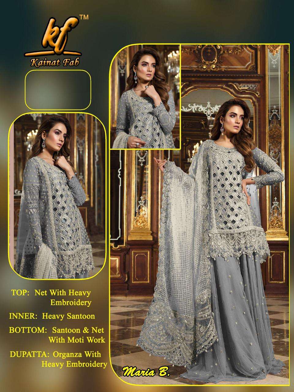 MARIA B BY KAINAT FAB 101 TO 104 SERIES DESIGNER BRIDAL WEAR COLLECTION BEAUTIFUL STYLISH FANCY COLORFUL PARTY WEAR & OCCASIONAL WEAR NET EMBROIDERED DRESSES AT WHOLESALE PRICE