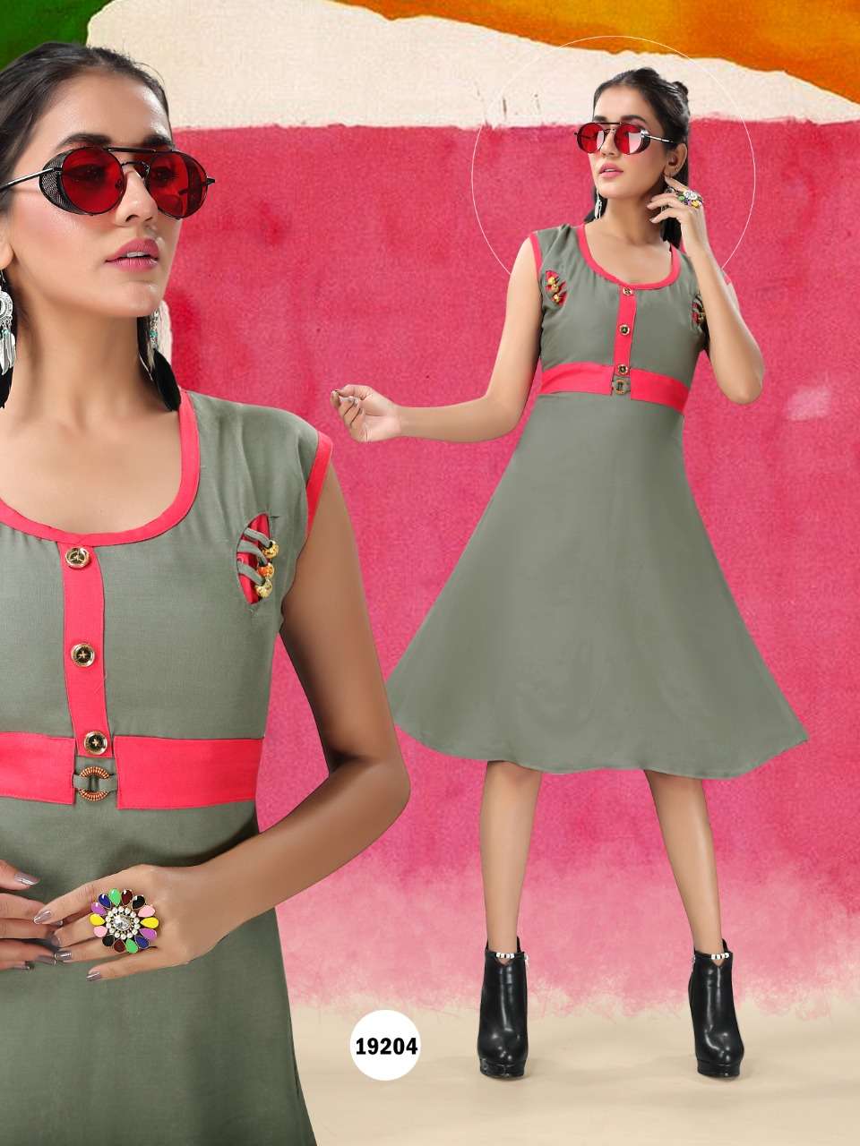 PAAVI VOL-2 BY HONEY 19201 TO 19210 SERIES BEAUTIFUL STYLISH FANCY COLORFUL CASUAL WEAR & ETHNIC WEAR & READY TO WEAR HEAVY RAYON 14KG WITH MANKA BUTTONS KURTIS AT WHOLESALE PRICE