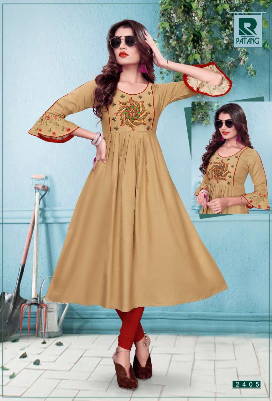 PATANG BY RAASHI 2401 TO 2412 SERIES BEAUTIFUL STYLISH FANCY COLORFUL CASUAL WEAR & ETHNIC WEAR & READY TO WEAR RAYON KURTIS AT WHOLESALE PRICE