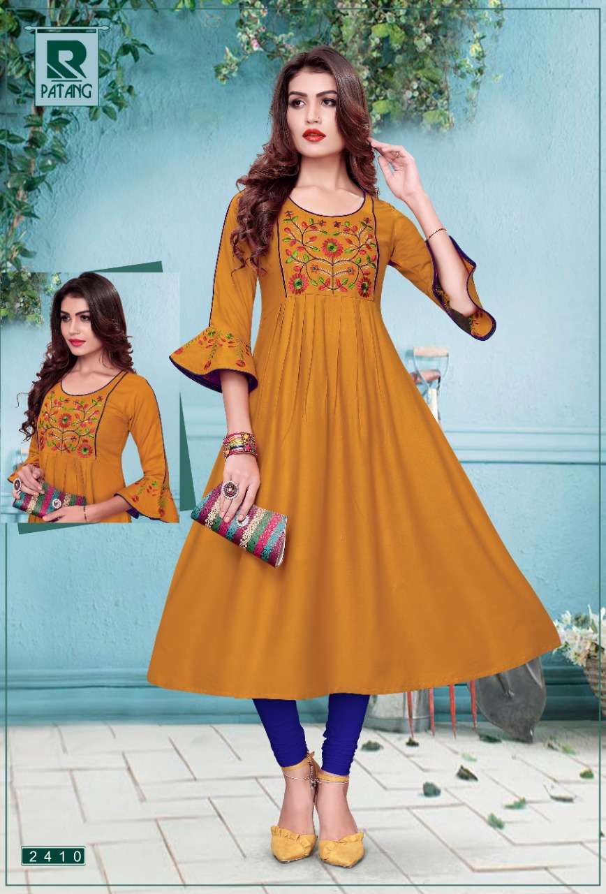 PATANG BY RAASHI 2401 TO 2412 SERIES BEAUTIFUL STYLISH FANCY COLORFUL CASUAL WEAR & ETHNIC WEAR & READY TO WEAR RAYON KURTIS AT WHOLESALE PRICE